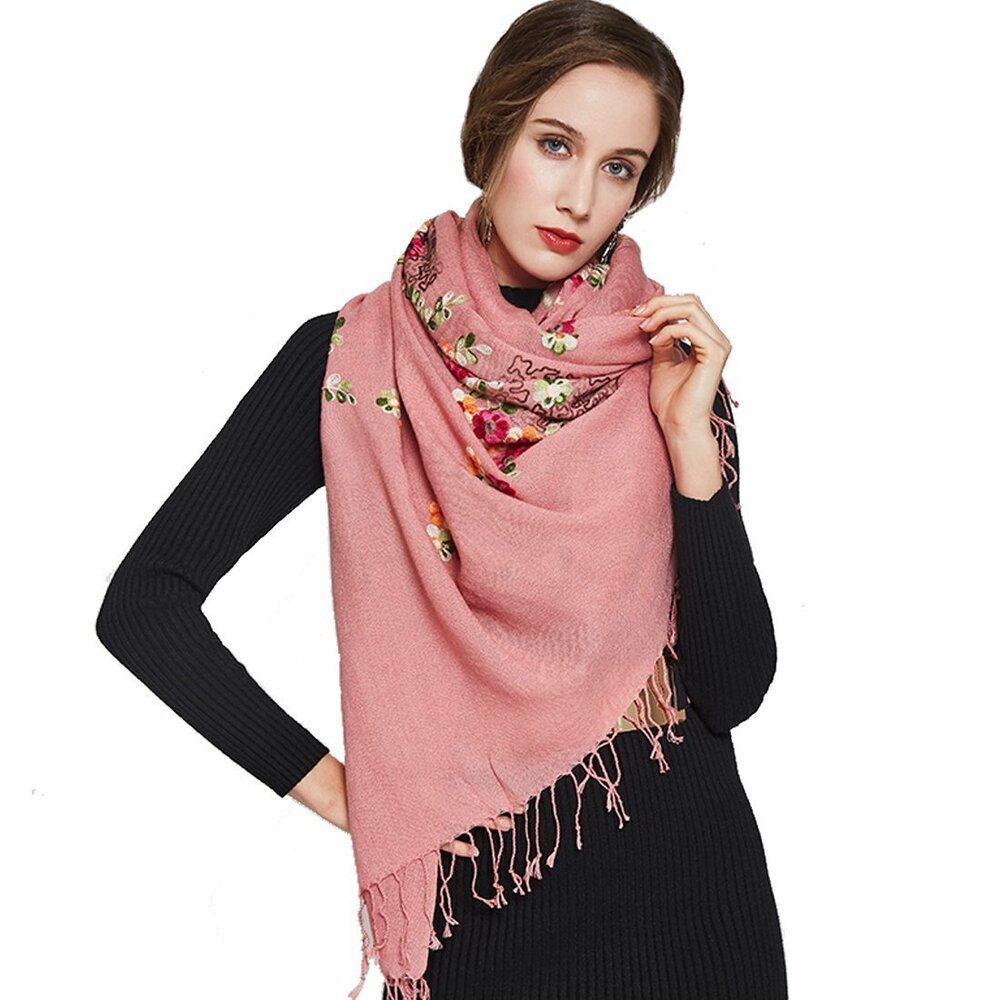 5661 Embroidery 100% Pure Wool Pashmina Cashmere Scarf Shawl And Wrap